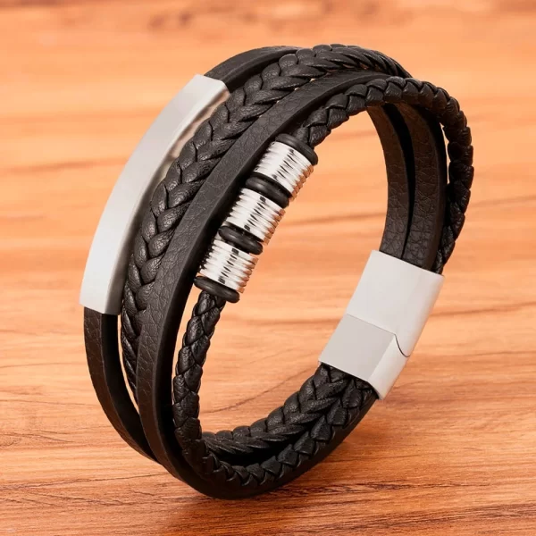 Pulsera De Cuero Cilindro - Imagen 3