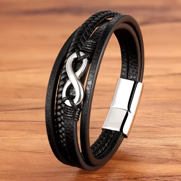 Pulsera De Cuero Multicorreas Infinito