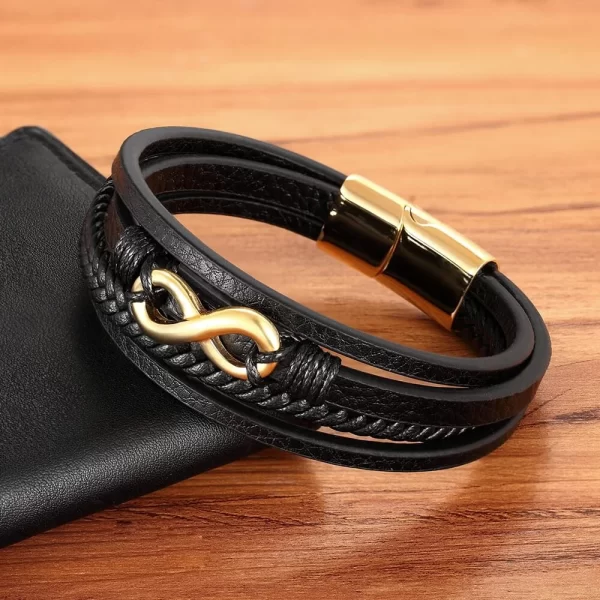 Pulsera De Cuero Multicorreas Infinito - Imagen 3