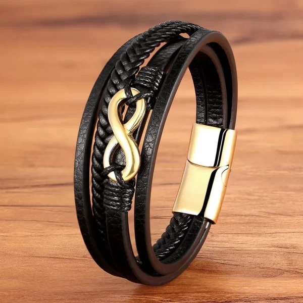 Pulsera De Cuero Multicorreas Infinito - Imagen 5