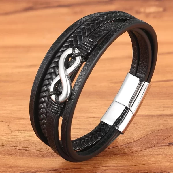 Pulsera De Cuero Multicorreas Infinito - Imagen 6