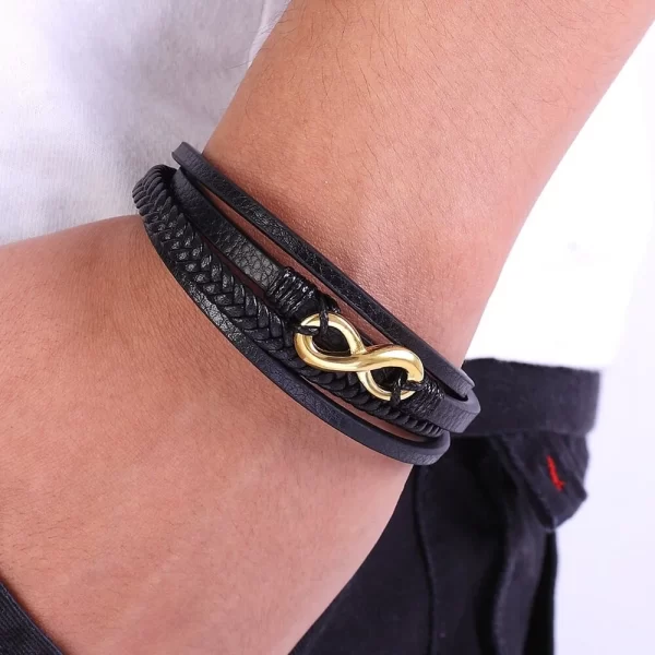 Pulsera De Cuero Multicorreas Infinito - Imagen 7