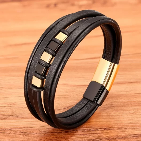Pulsera De Cuero Multicorreas 5 Placas - PAGO ANTICIPADO
