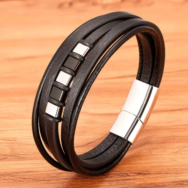 Pulsera De Cuero Multicorreas 5 Placas - PAGO ANTICIPADO - Imagen 2
