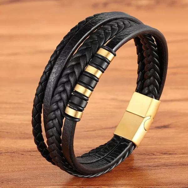 Pulsera De Cuero Trenzas Placa - PAGO ANTICIPADO
