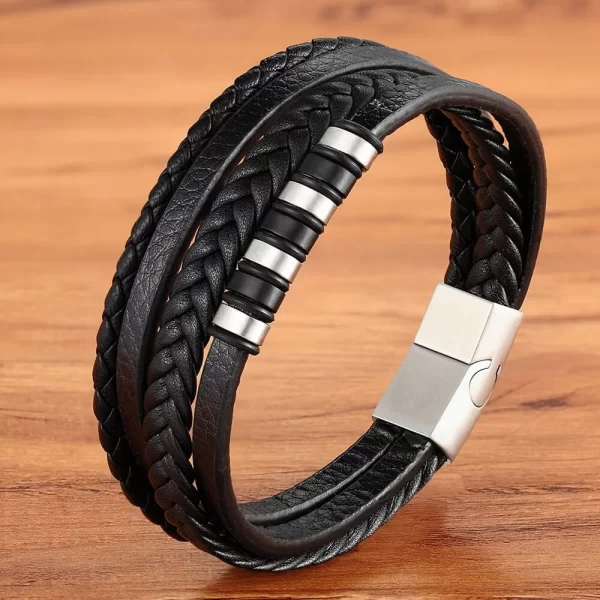 Pulsera De Cuero Trenzas Placa - PAGO ANTICIPADO - Imagen 2