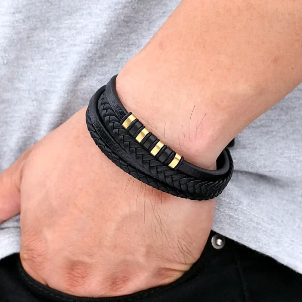 Pulsera De Cuero Trenzas Placa - PAGO ANTICIPADO - Imagen 4