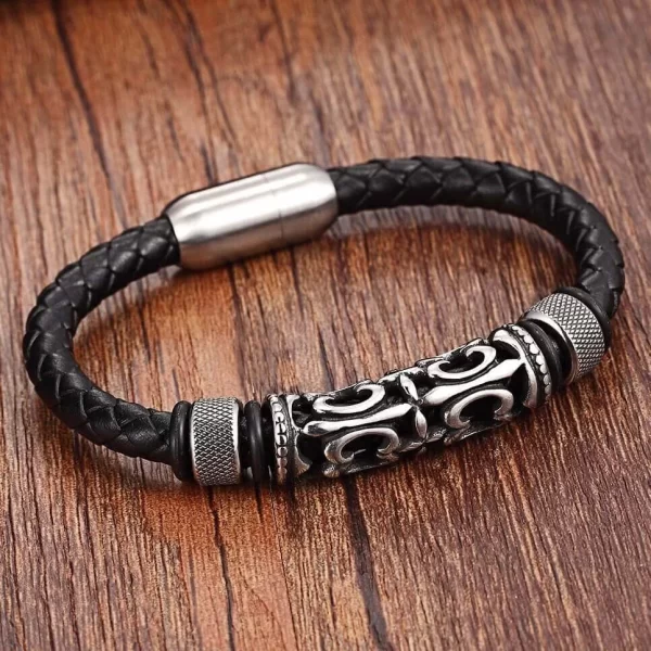 Pulsera Lazo De Cuero Flor De Liz