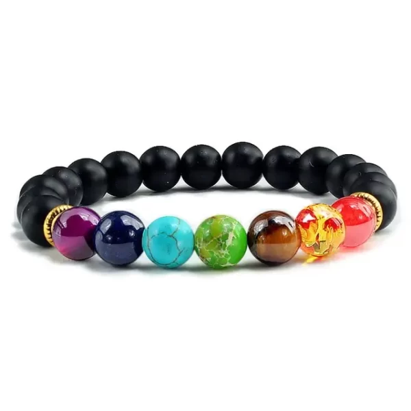 Pulsera 7 Chakras Onix Mate Naylon Elastico