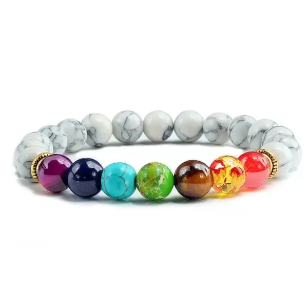 Pulsera 7 Chakras Howlita Naylon Elastico