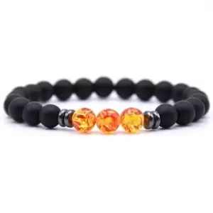 Pulsera Con Piedra Natural En Nailon Elástico - Citrino y Onix