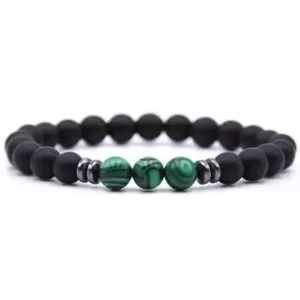 Pulsera Con Piedra Natural En Nailon Elástico - Malaquita y Onix