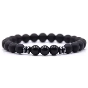 Pulsera Con Piedra Natural En Nailon Elástico - Onix Mate y Brillante