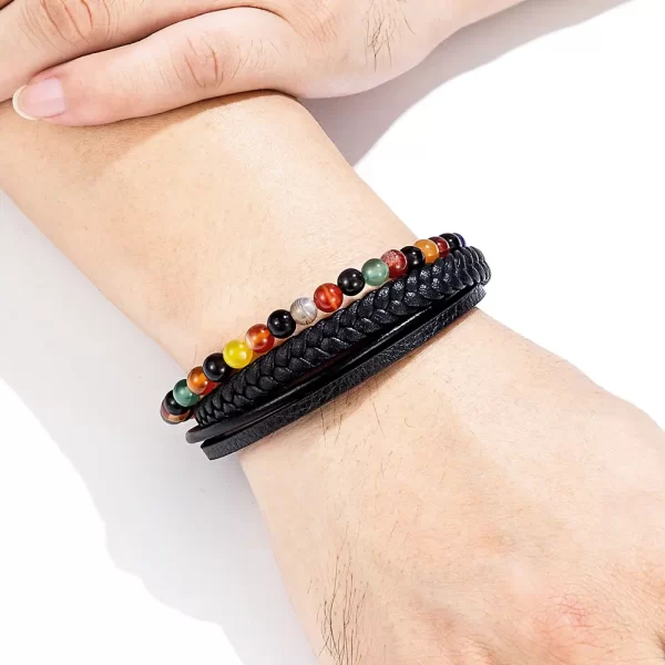 Pulsera De Cuero Multicorreas Piedras Naturales- PAGO ANTICIPADO - Imagen 7
