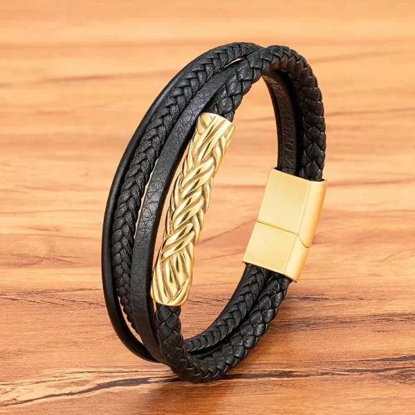 Pulsera De Cuero Multicorreas Placa Labrada - PAGO ANTICIPADO
