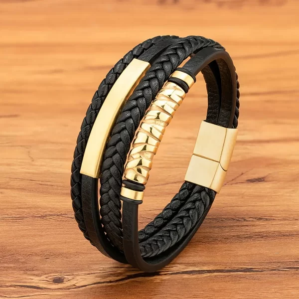 Pulsera De Cuero Multicorreas Placa Labrada Con Placa Sencilla - PAGO ANTICIPADO