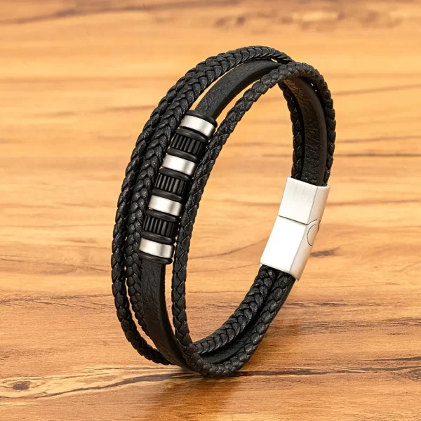 Pulsera De Cuero Multicorreas Placas Nuevo Diseño - PAGO ANTICIPADO - Imagen 2
