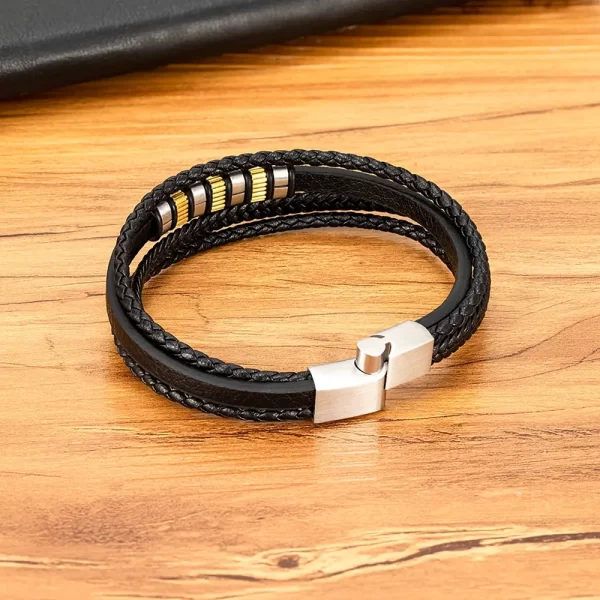 Pulsera De Cuero Multicorreas Placas Nuevo Diseño - PAGO ANTICIPADO - Imagen 3