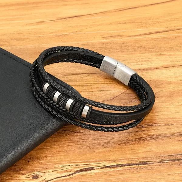 Pulsera De Cuero Multicorreas Placas Nuevo Diseño - PAGO ANTICIPADO - Imagen 5