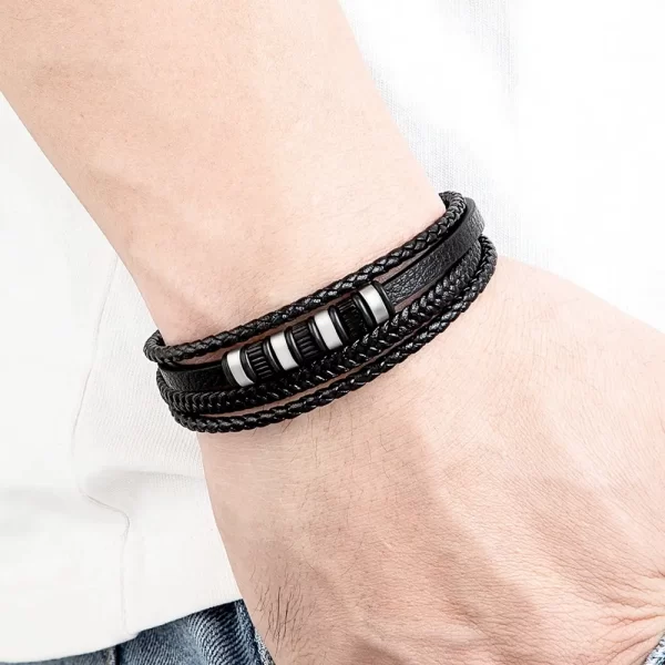 Pulsera De Cuero Multicorreas Placas Nuevo Diseño - PAGO ANTICIPADO - Imagen 7