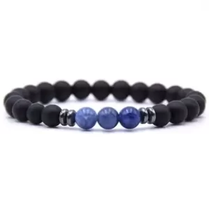Pulsera Con Piedra Natural En Nailon Elástico - Onix Mate y Sodalita