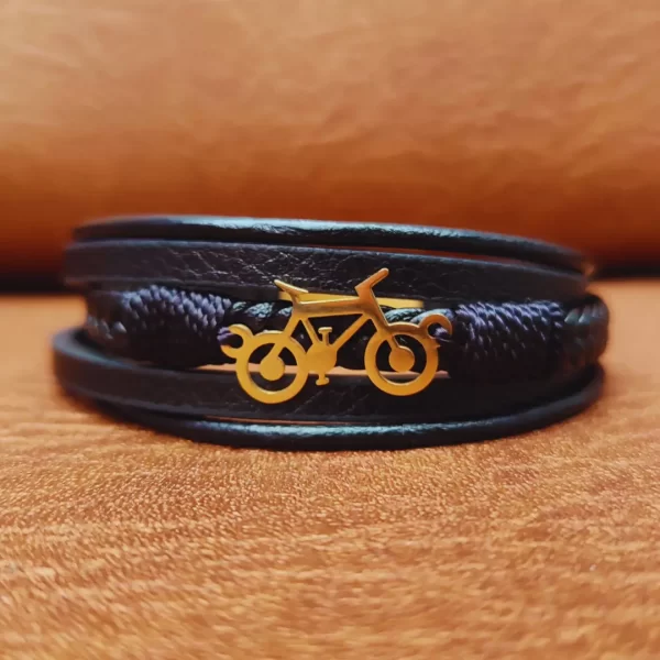 Pulsera De Cuero Dije De Bicicleta